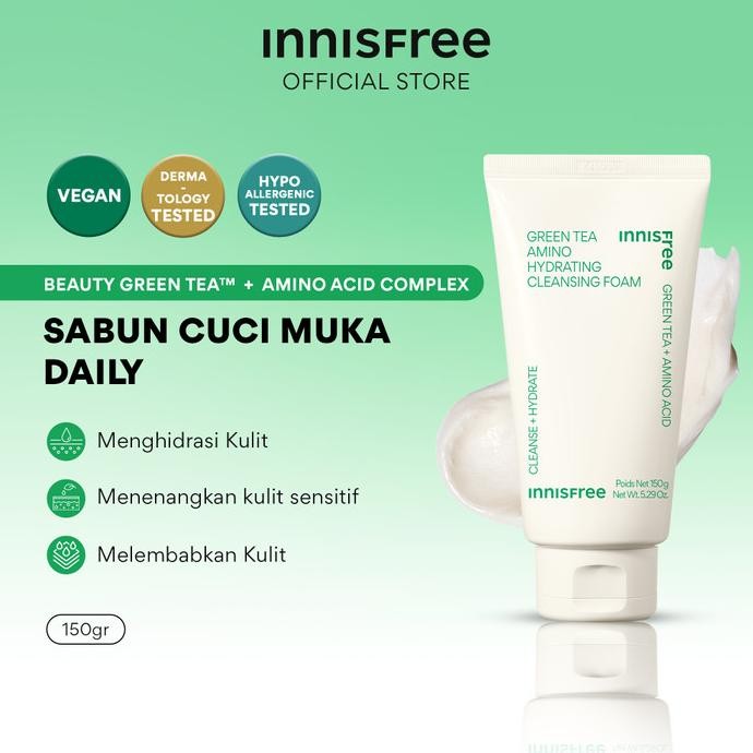 

TERSEDIA INNISFREE GREEN TEA AMINO HYDRATING FACIAL CLEANSING FOAM 150GR