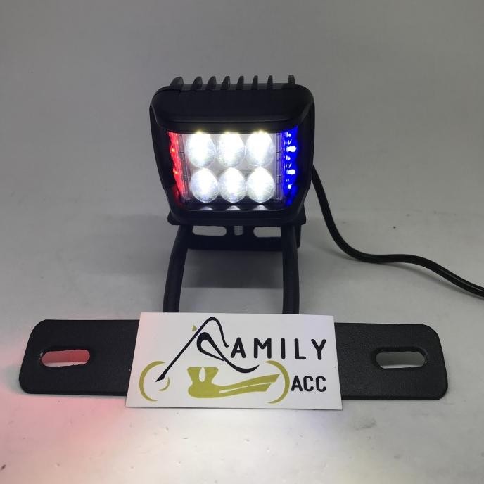 Breket Dudukan Plat Nopol Rx King + Lampu Tembak 6 Led Mini Strobo Original Dan Terlaris