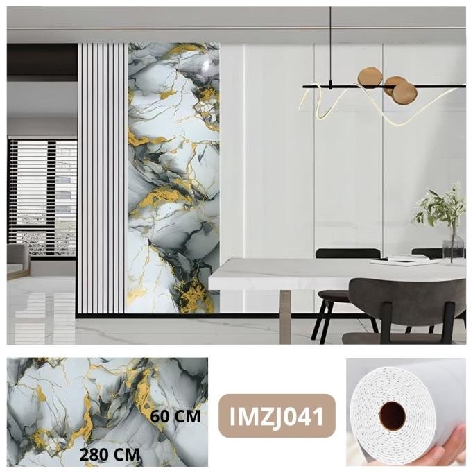 

TERSEDIA WALLPAPER FOAM PVC MARMER 1 ROLL 60 CM X 3 METER MARBLE FOAM DINDING MOTIF MARBLE STIKER