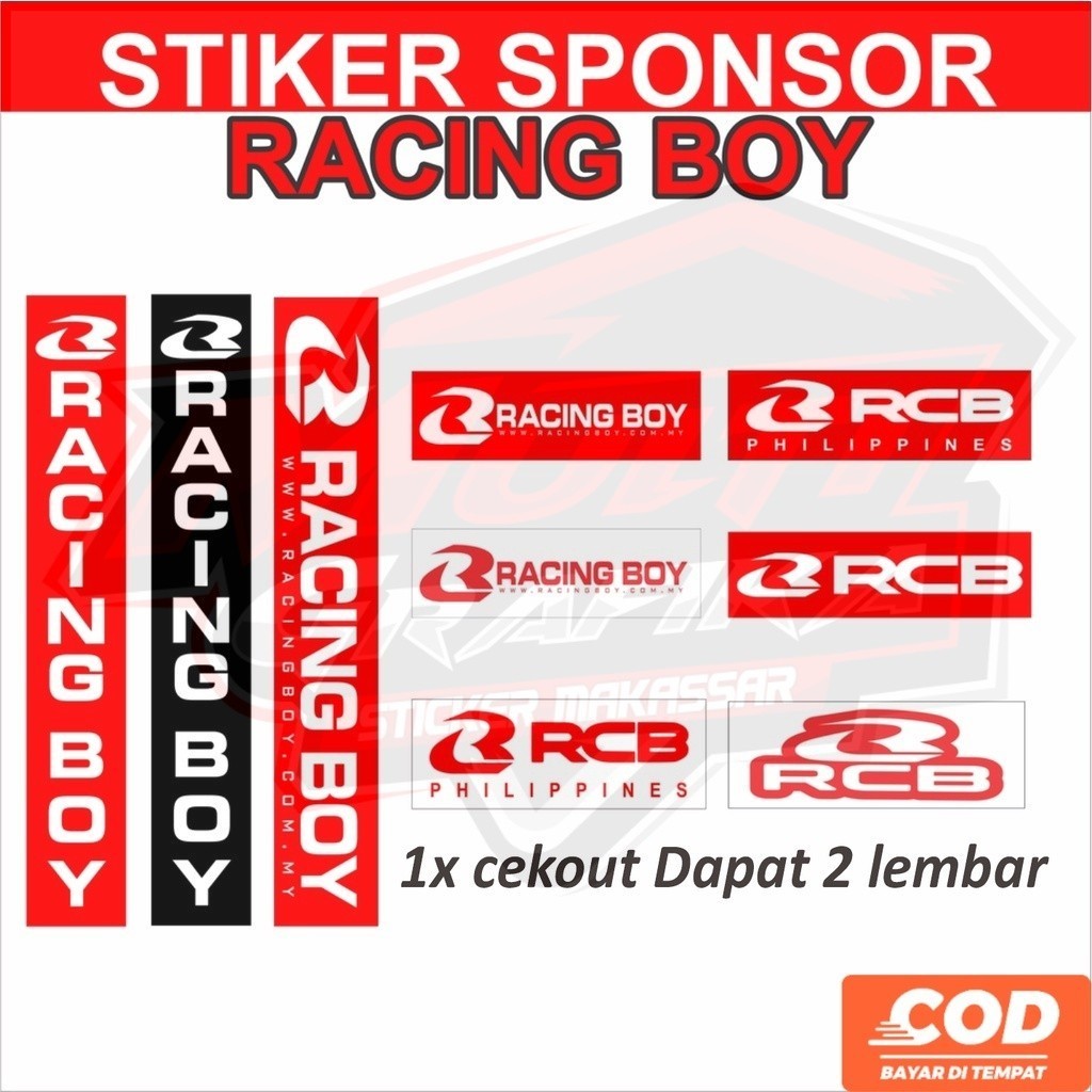 STIKER RACING BOY STICKER RCB SPONSOR SHOCK DEPAN