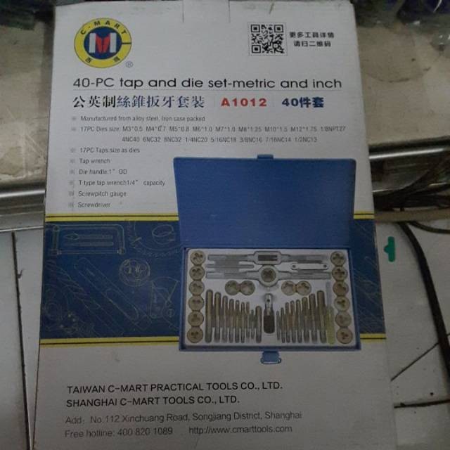 40 pc tap and inch alat untuk bikin drat di besi