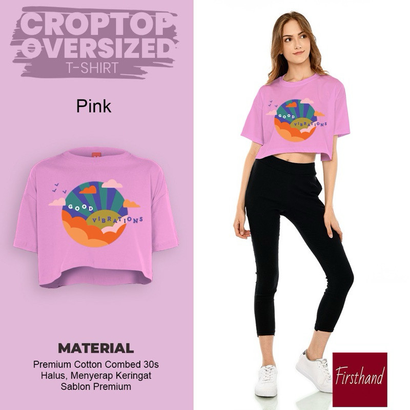 Crop Good Vibration Kaos Crop top Baju Oversize Kaos Original Katun