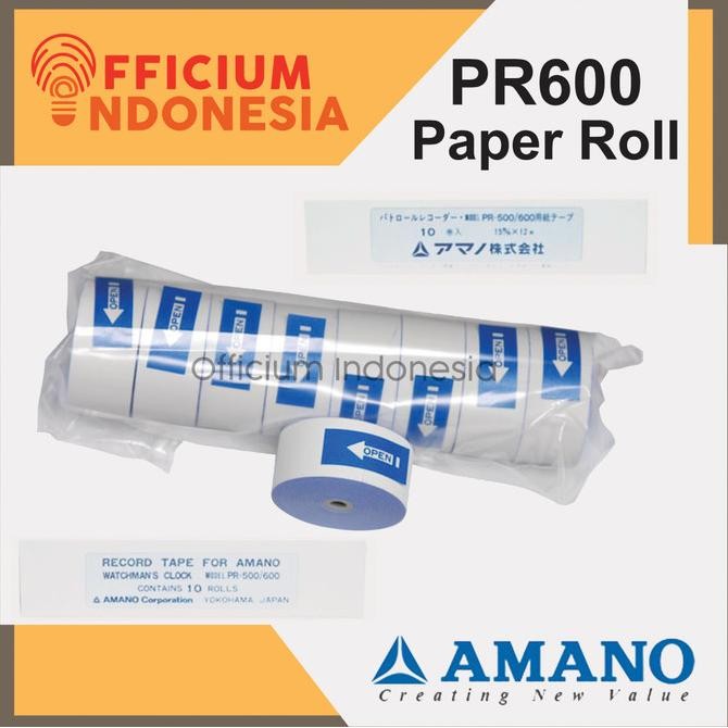 

1 Box (10) Kertas Tape Paper Roll Refill Amano PR600 Watchman Clock