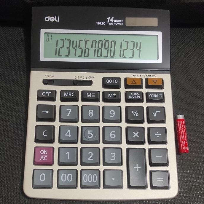 

TERBARU - Kalkulator Besar 14 Digit Cek Ulang Metal Baterai AAA A3 Deli E1672