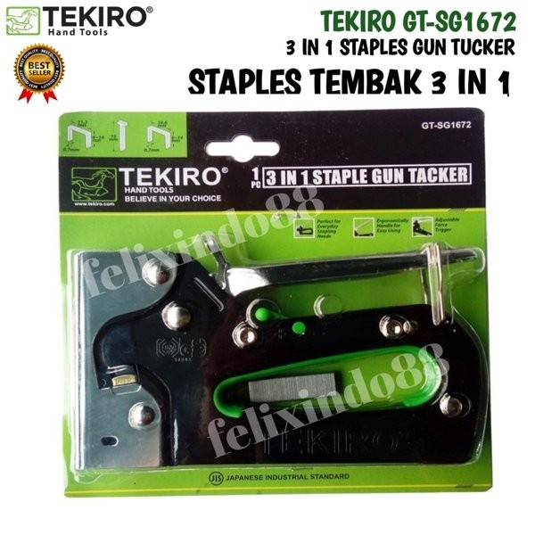 

Terlaris Staples Tembak 3 In 1 Tekiro Original Gt-Sg1672 Staple Gun Tacker 6 - 14 Mm Hekter Steples