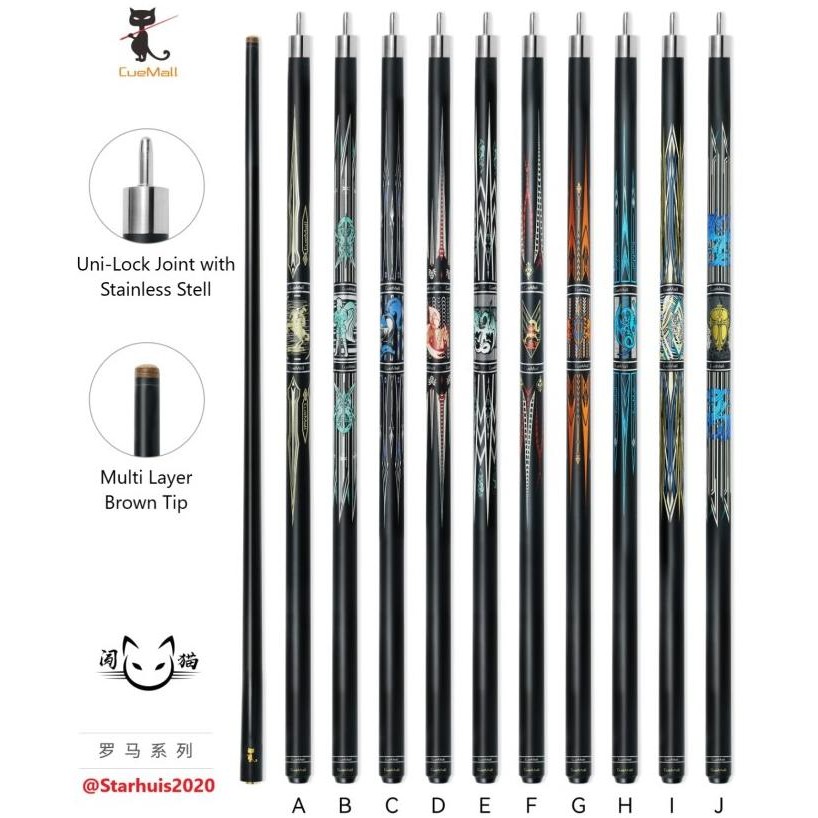 N Stik Billiard Cuemall Carbon Black Technology Pool Cue - Stick Billiard Carbon