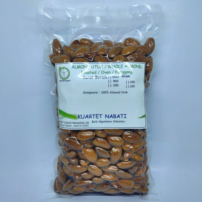 

1000gr Roasted Almond Utuh VAKUM - Size Besar 27-30 - Oven - Matang HEMAT