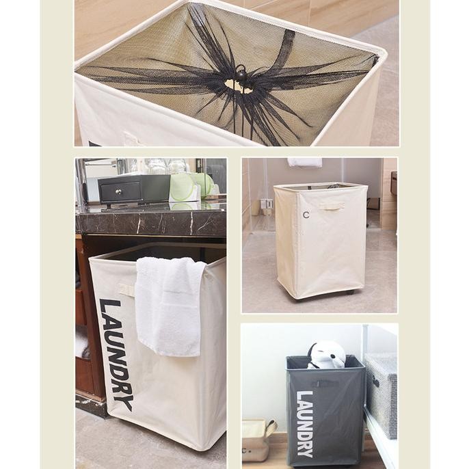 LAUNDRY BAG PORTABLE KERANJANG TEMPAT CUCIAN BAJU PAKAIAN BERSIH KOTOR BESAR