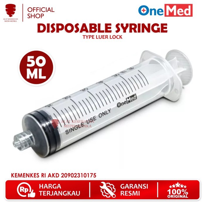 Syringe 50cc Luer Lock Onemed Spet Spuit Suntikan Lubang Tengah 50ml
