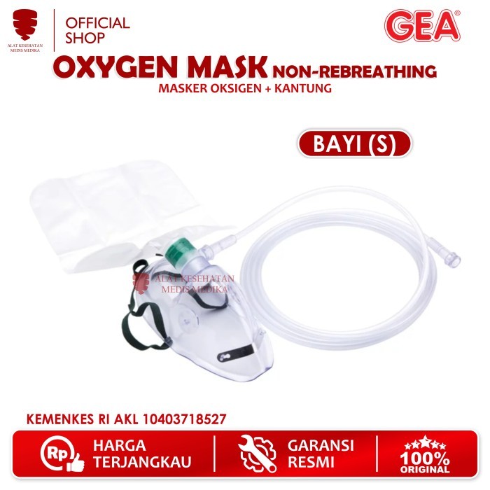 Masker Oksigen Non Rebreathing GEA Baby Oxygen Mask Kantong Bayi