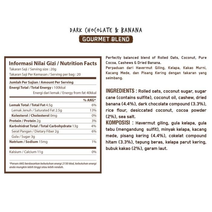 

Granola Creations Dark Chocolate & Banana (Gourmet Blend) 1Kg - Choco