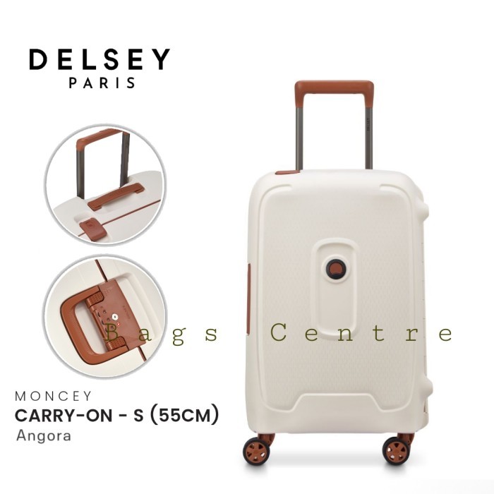 Koper 20 Inch Delsey Moncey Hardcase Cabin Size Tanpa Zipper - Beige Asli