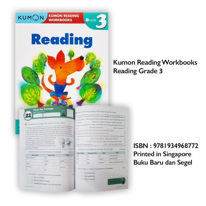 

TERBARU! Kumon Math Workbooks Mathematics Reading Writing Buku Latihan Soal SD - Reading G3