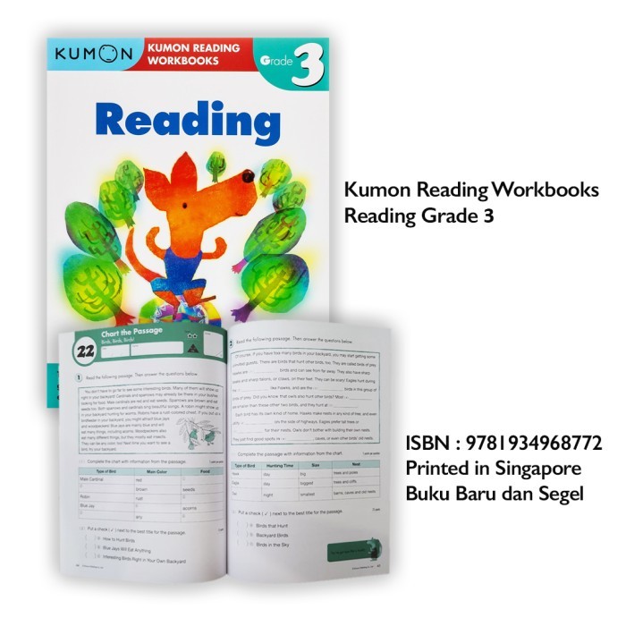 

Kumon Math Workbooks Mathematics Reading Writing Buku Latihan Soal SD - Reading G3