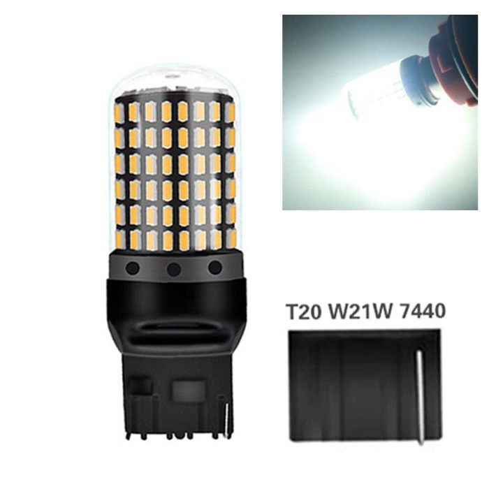 Lampu LED Mundur Sein Sign T20 7440 CANbus 144 SMD LED 12-24V - 7440 PUTIH