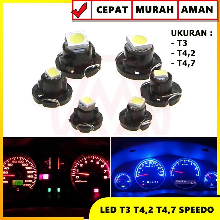 LAMPU LED T3 T4.2 T4.7 DASHBOARD PANEL KNOB AC SPEEDOMETER WEDGE MOBIL - T4.2, 1PC MERAH