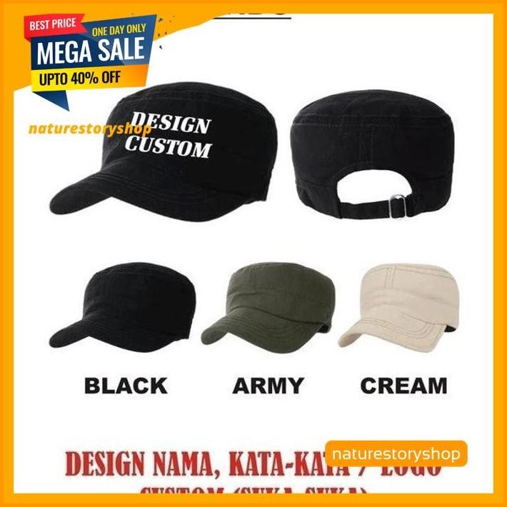 TOPI KOMANDO HAT CAP DISTRO DESIGN SABLON BORDIR NAMA LOGO INDONESIA PRIA TULISAN POLOS CUSTOM FREE 
