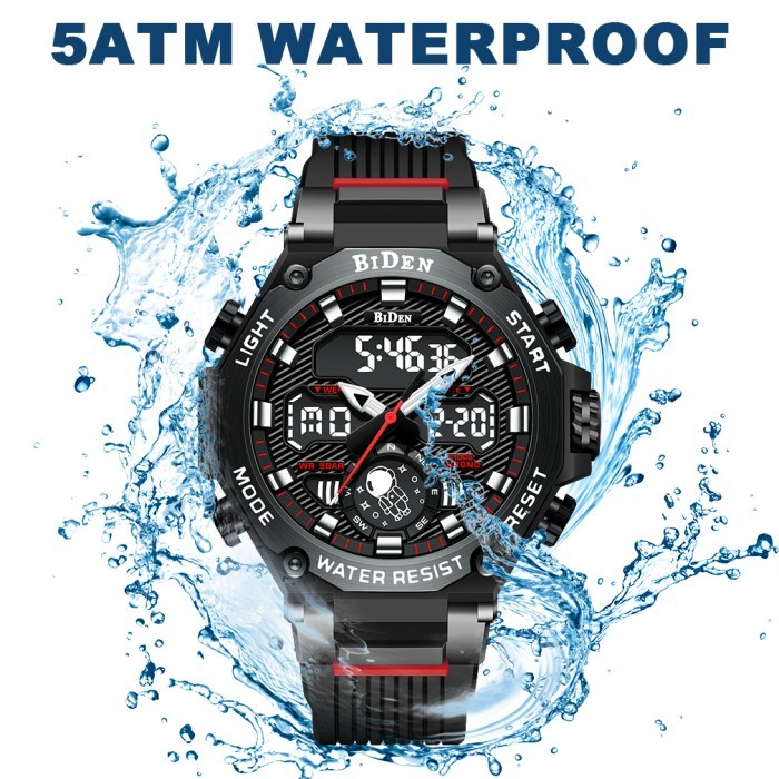 Biden Jam Tangan Pria Olahraga Otomatis Date Kuarsatahanair Tali Kulit