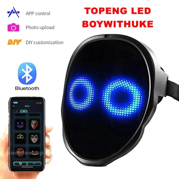 TERBARU Topeng Led Boywithuke / Led Face Changing Mask Bluetooth masker