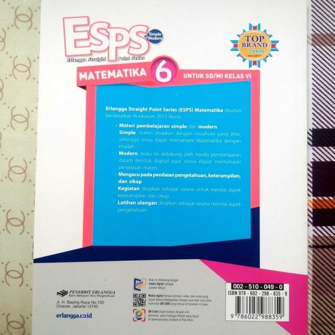 

BUKU ESPS MATEMATIKA SD MI KELAS 6 KURIKULUM 2013 ERLANGGA