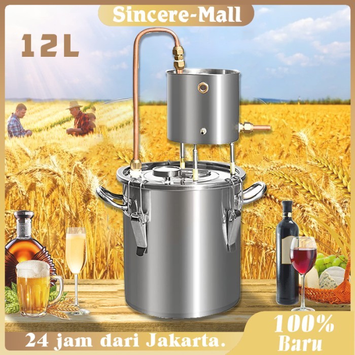 12L Home Distiller 304 Stainless Alat Penyulingan Destilasi Distiller