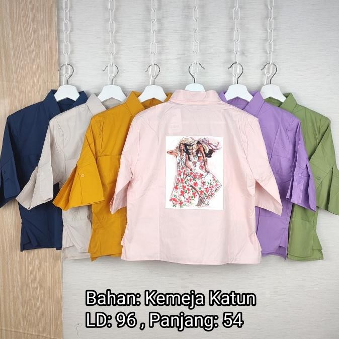 

Sale! Atasan kemeja katun pendek lengan pendek motif 2 HAWAIIN GIRLS