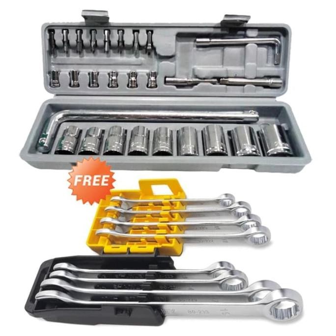 Kunci Sok Set 27 Pcs & Kunci Ring Pas Set Stanley 8 Pcs Original Dan Terpercaya