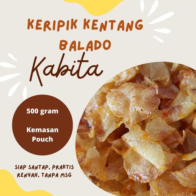 

BIG SALE KERIPIK KENTANG KABITA 500G (KEMASAN POUCH) CEMILAN BALADO PEDAS MANIS DAUN JERUK NO MSG !!!!!