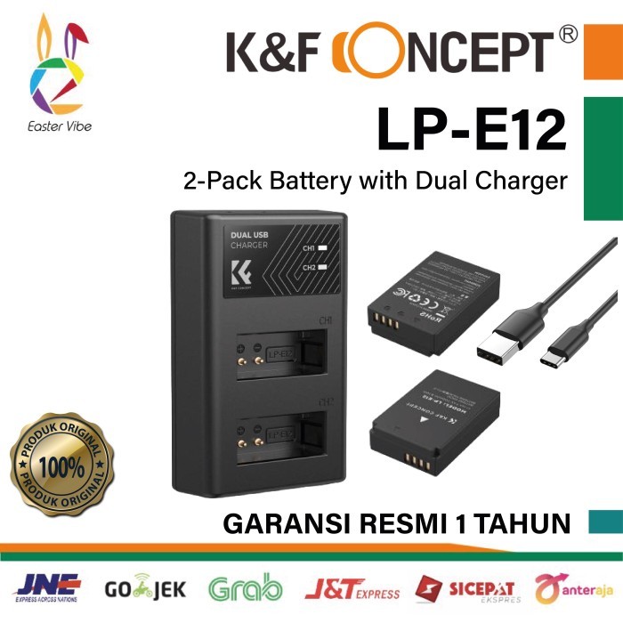 BISA GOSEND K&F CONCEPT LP E12 BATTERY BATERAI & CHARGER FOR CANON EOS M50 M100 M200 M10 100D KNF