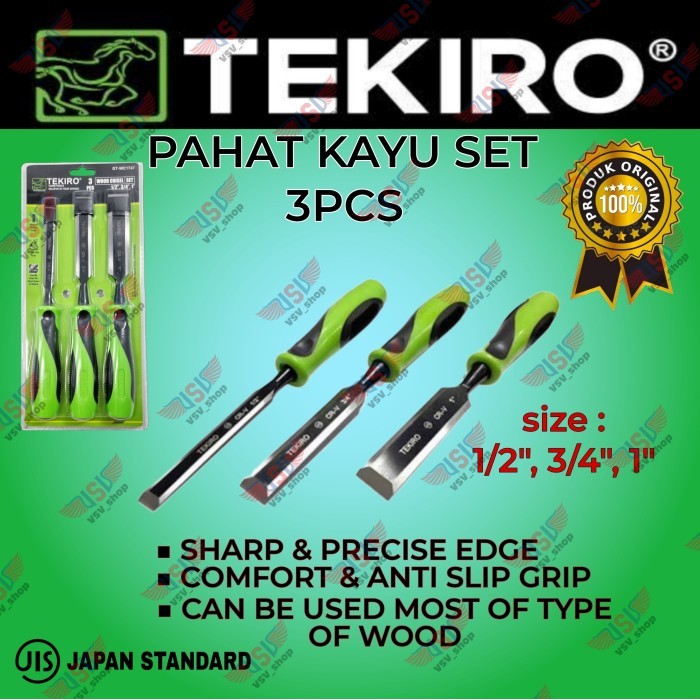 

TEKIRO Pahat Kayu set 3pcs Tatah kayu Wood chisel set 1/2" 3/4" 1