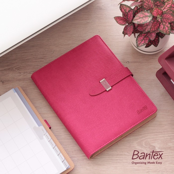 

Bantex Leather Notebook Agenda Planner Cover Kulit Pink