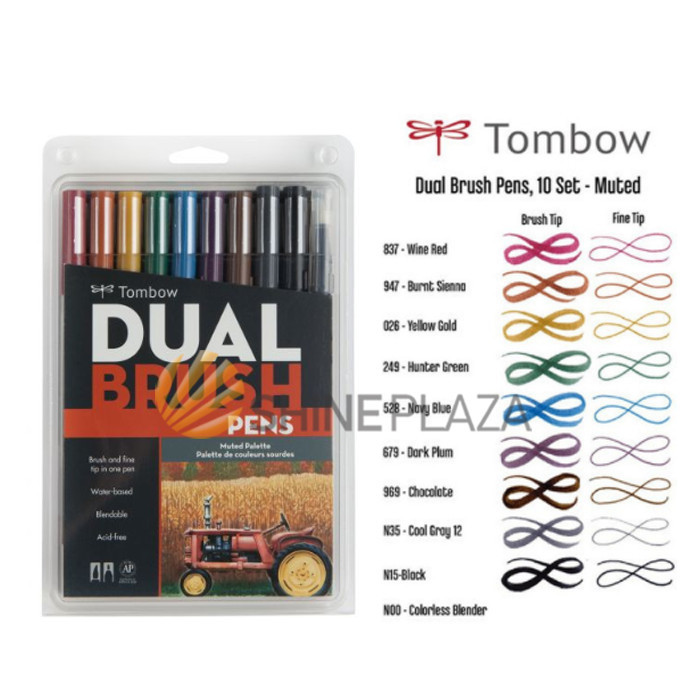 

Tombow Dual Brush Pen Set 10 Art Marker Muted Palette Colors