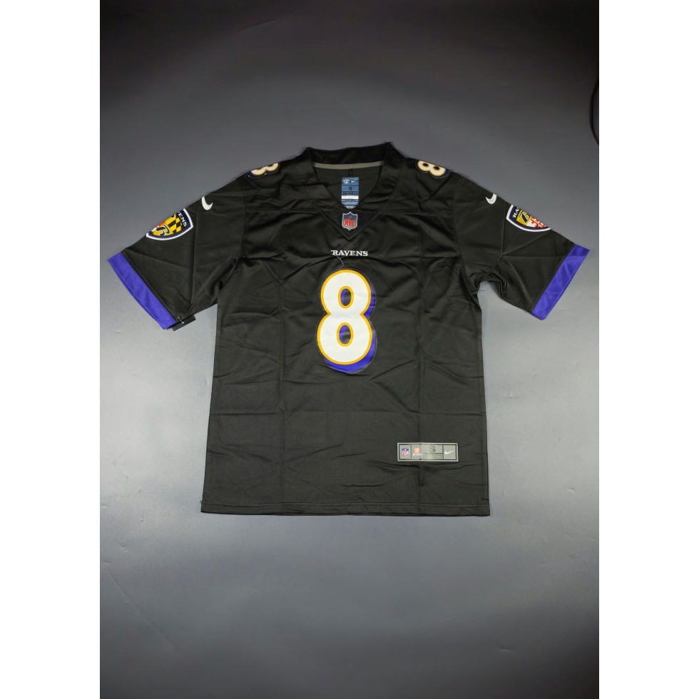 Baju Jersey Rugby NFL Lamar Jackson Baltimore Ravens American Football Hitam