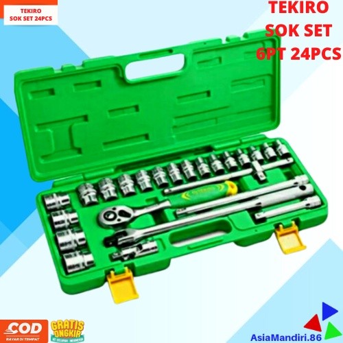 LANGSUNG KIRIM Kunci sok 24pcs Set Socket TEKIRO Kunci Sok 6PT Set 24 Pcs 8 - 32 mm Full Lengkap