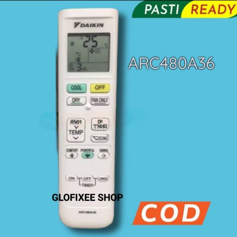 REMOTE REMOTE AC DAIKIN ARC480A36 ECONO INVERTER ORIGINAL