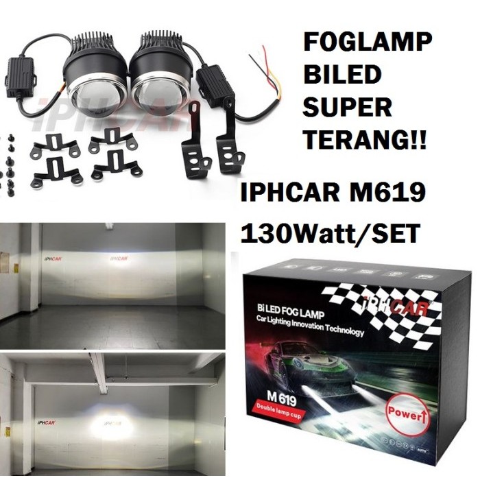 Lampu Foglamp Biled Projector Iphcar M619 Blue Lens Bi Led Proji Mobil Murah
