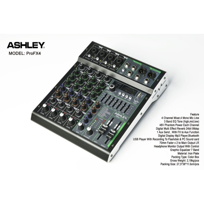 Mixer Ashley Pro Fx4 4 Channel Usb Bluetooth 99 Dsp Efek Vokal Garansi