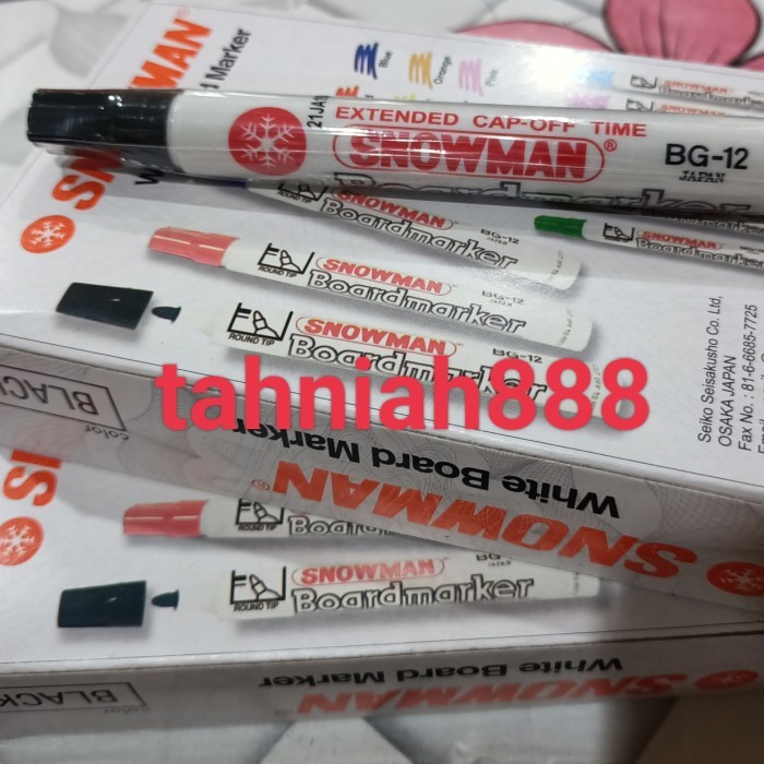 

TERBARU! spidol snowman whiteboard warna hitam BG 12 12pcs