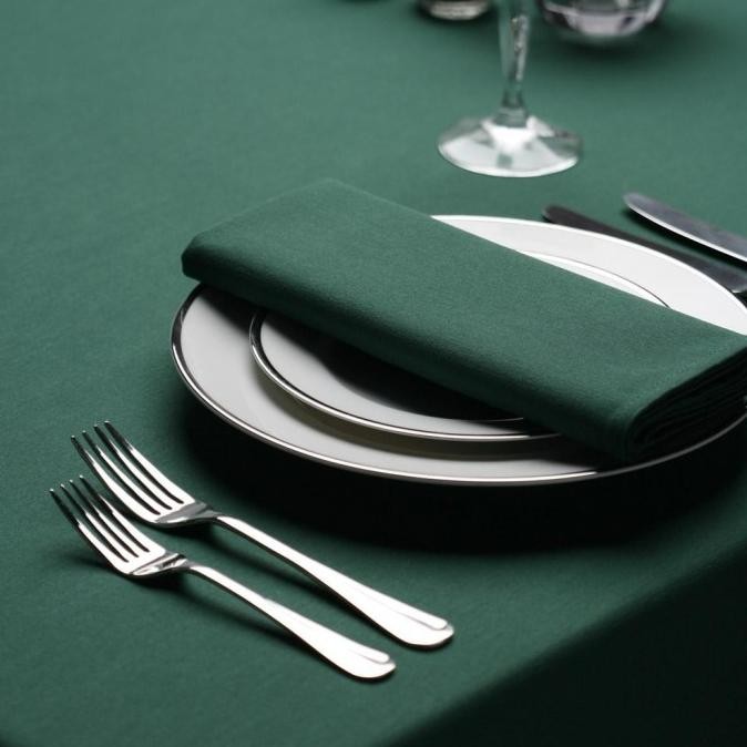 . Taplak meja polos katun warna hijau tua napkin tapkin serbet makan