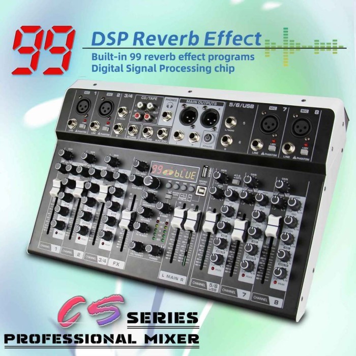 Mixer Audio 4 Channel Profesional Mixer Audio 4/7Channel Bluetooth/Pc/Mp3 Mixer Audio With 48V
