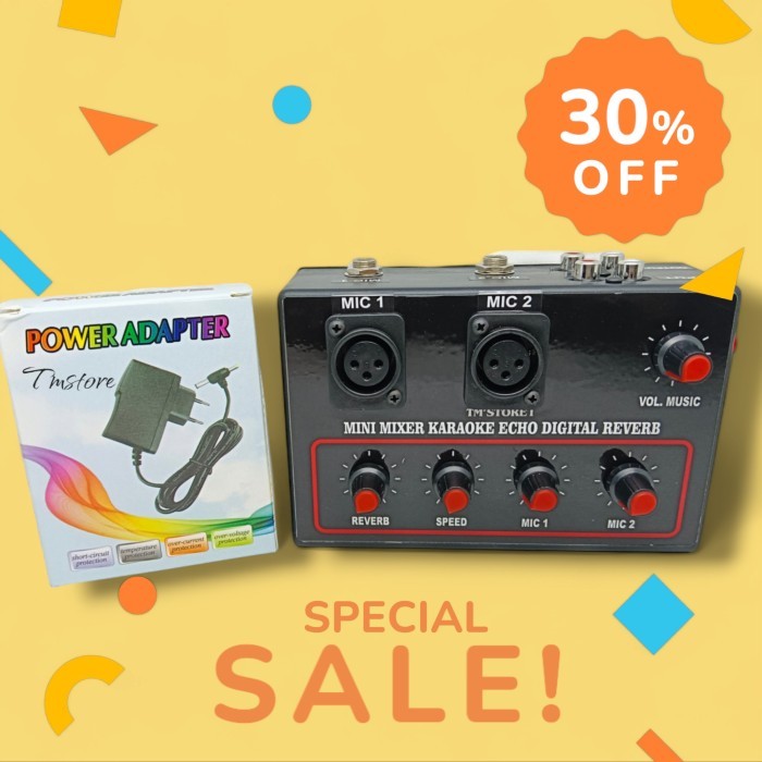 (Tm) Mixer Mini Audio Reverb Free Adaptor Siap Pakai