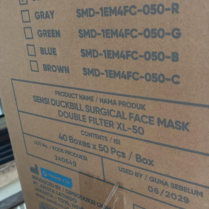 Murah MASKER SENSI DUCKBILL HITAM Surgical Face Mask XL ISI 50 Non COD