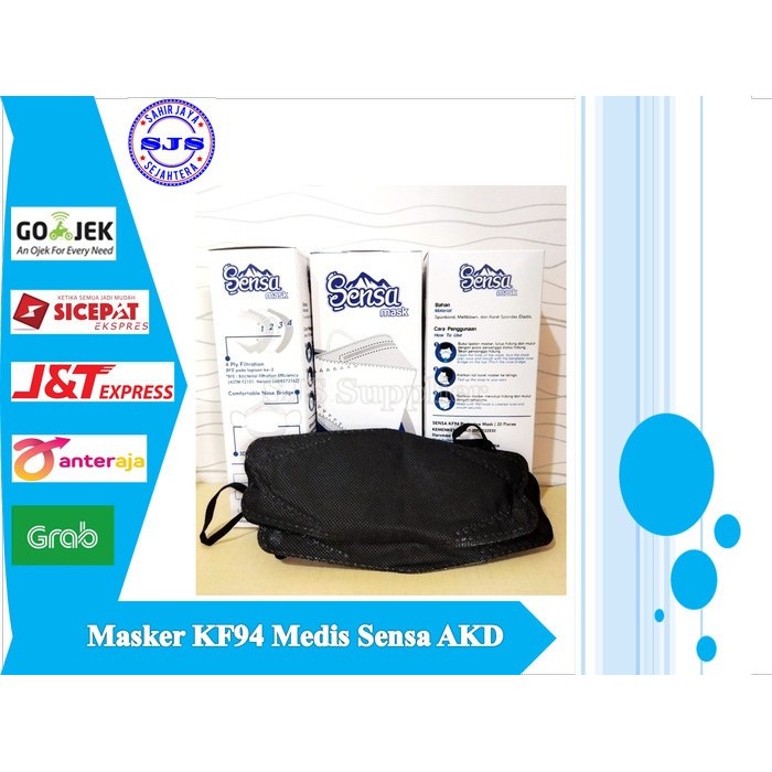 Murah MASKER MEDIS KF94 SENSA 4Ply EARLOOP Harga 100 Box Warna Hitam Non COD