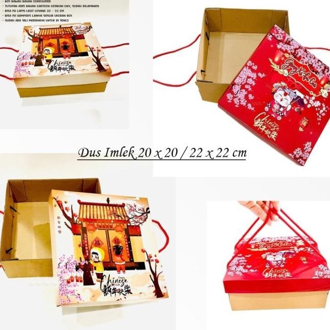 box cake imlek kotak kue lapis legit 20x20/22x22 dus toples jinjing cn