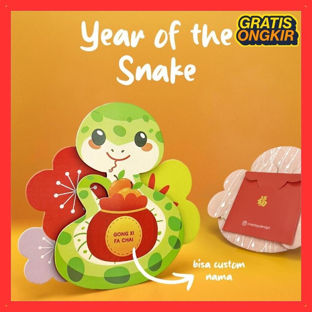 

Angpao Snake Premium 3D 2025 Isi 5Pcs Hari Ini