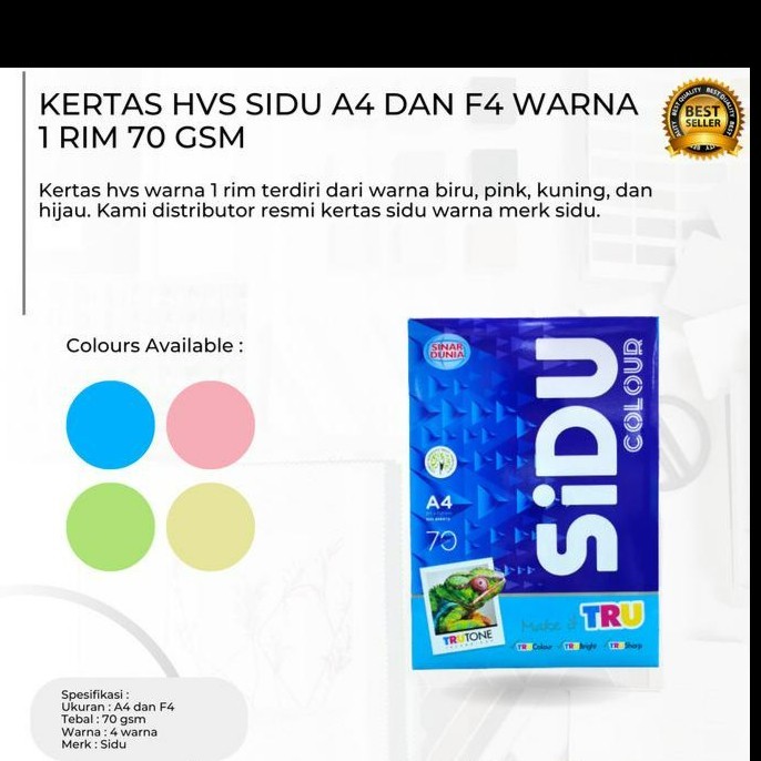 

Kertas Hvs Warna Sidu A4 70Gr Per Rim