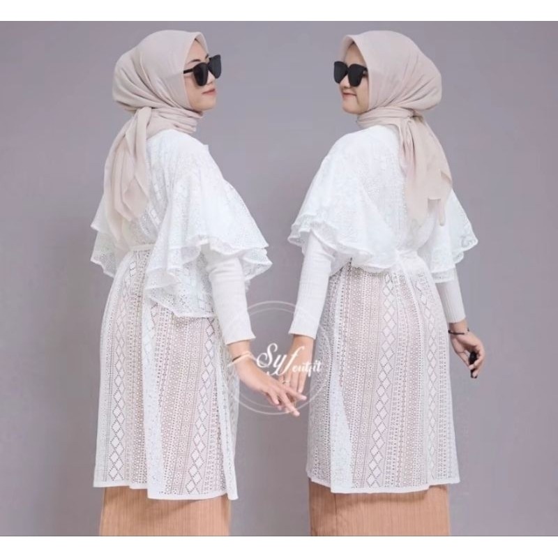 Terbaru Outer Tunik Kondangan/Outer kondangan Wanita/Outfit Kondangan Tangan Ruffel