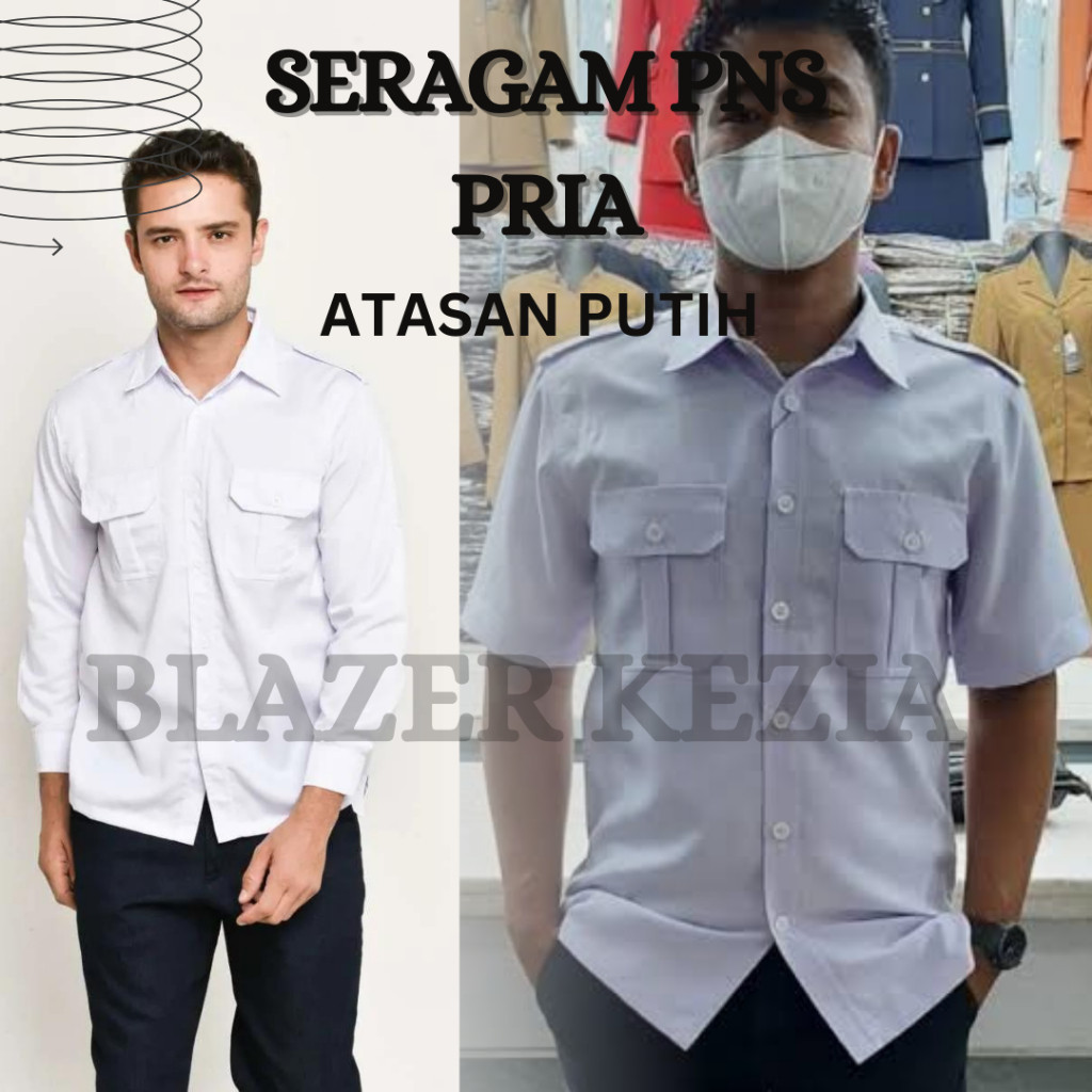 FLASH SALE [PREMIUM] BAJU ATASAN SERAGAM DINAS PRIA PNS PDH PUTIH ASN PEMDA GURU TERBARU COWOK LAKI