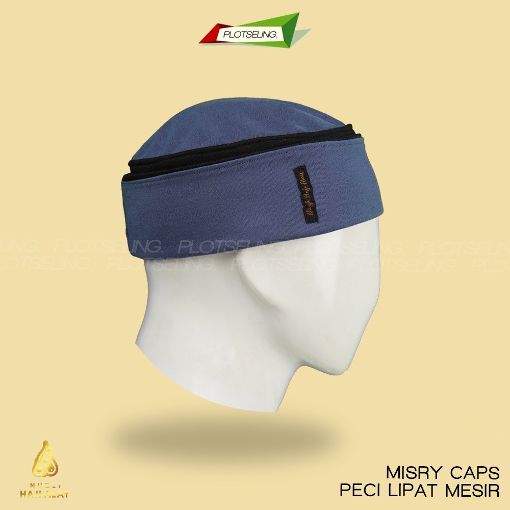Promo Peci Lipat Khas Mesir Kain Premium Haji Alay Kopiah Pria Biru Putih Hitam Kopyah Bulat Sholat