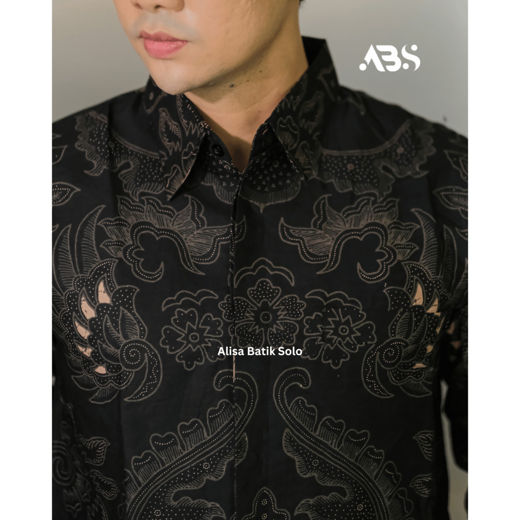 Disc Mahkota Hitam Kemeja Batik Solo Pria Premium Termurah Furing Modern Original Alisa Batik Solo